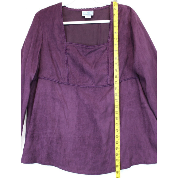 Baby & Me Maternity Faux Suede Peplum Blouse Women Large Soft Long Sleeve Purple - Picture 3 of 8